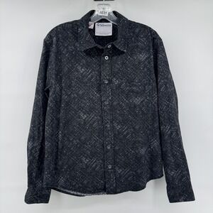 Silverts Adaptive Shirt Mens S Dark Charcoal Gray Abstract Print Magnetic Button
